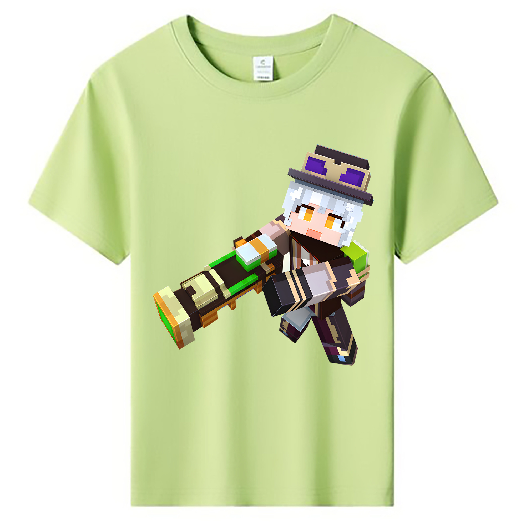 （画像用） マインクラフト ブロックの世界 Minecraft MC Block world 綿100％キッズTシャツ（フロントプリント）